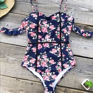 Floral one piece bathing suit